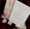 Pink rose edge with ribbon detail wedding invitation